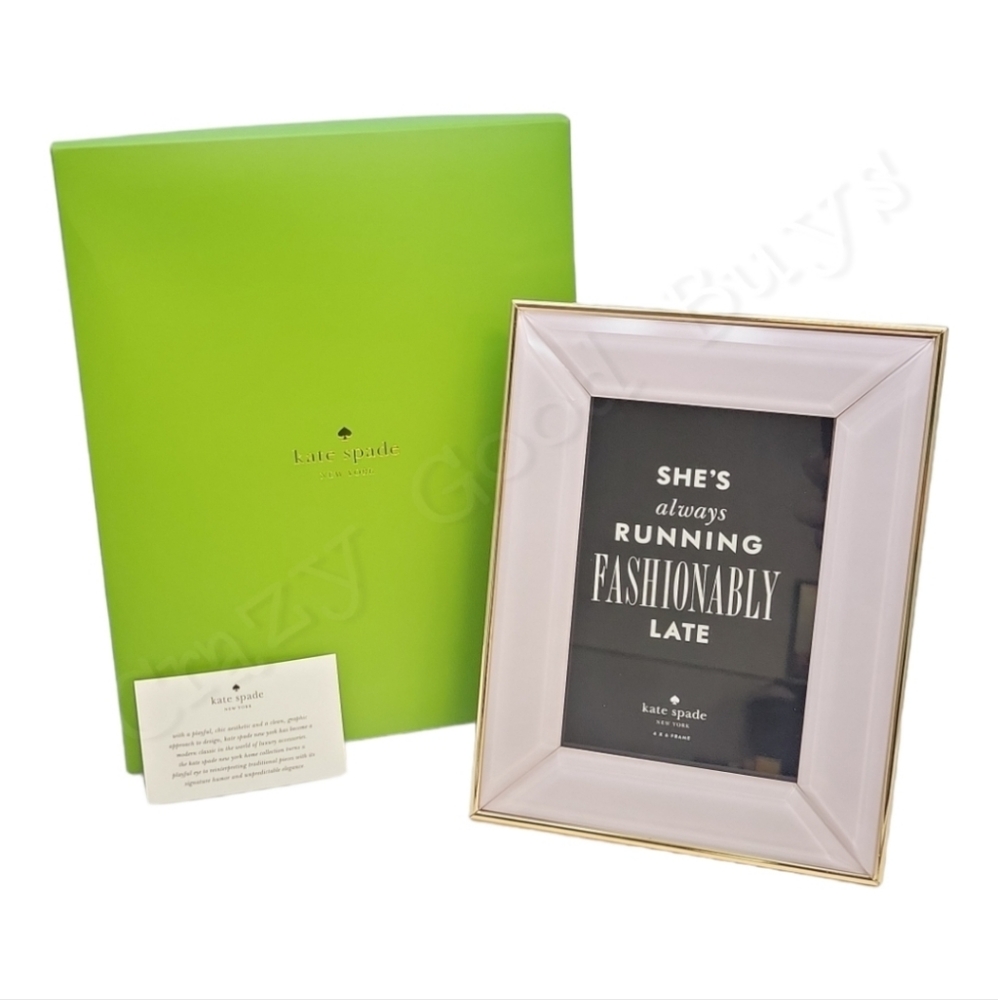 Kate Spade Charles Lane Blush 4x6 Picture Frame by Lenox, Gold Trim